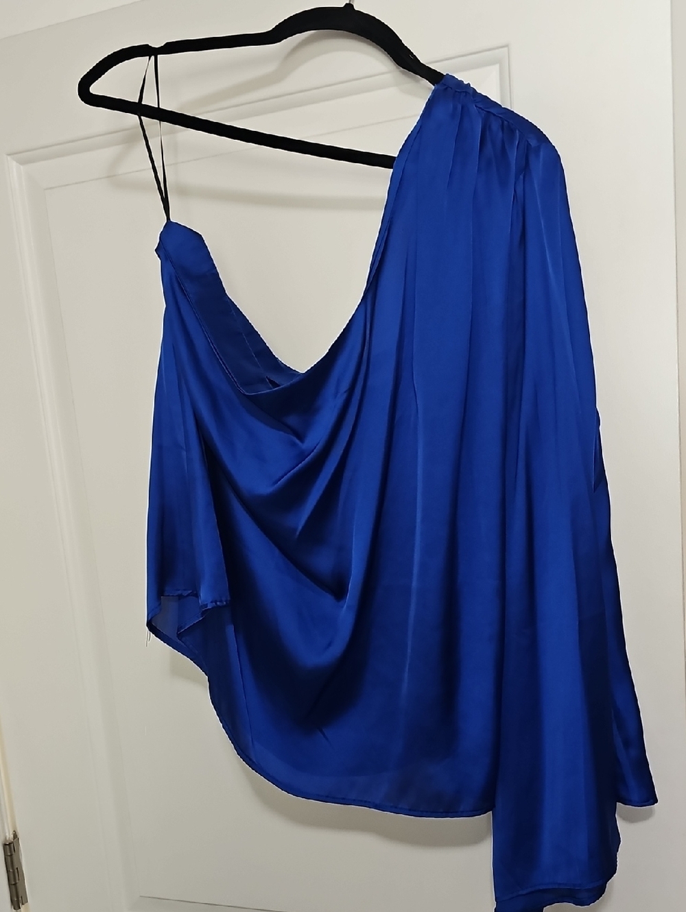 H&M Royal Blue One-Shoulder Draped Blouse